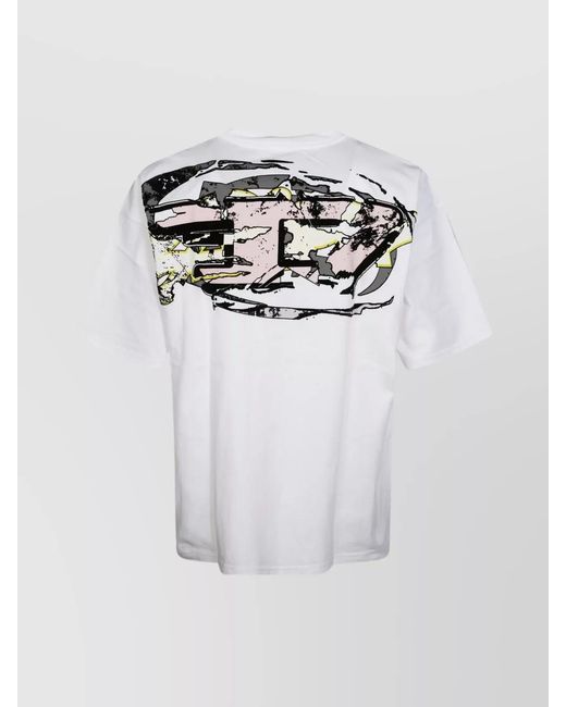DIESEL White Cotton Relaxed-Fit Short-Sleeve T-Shirt for men