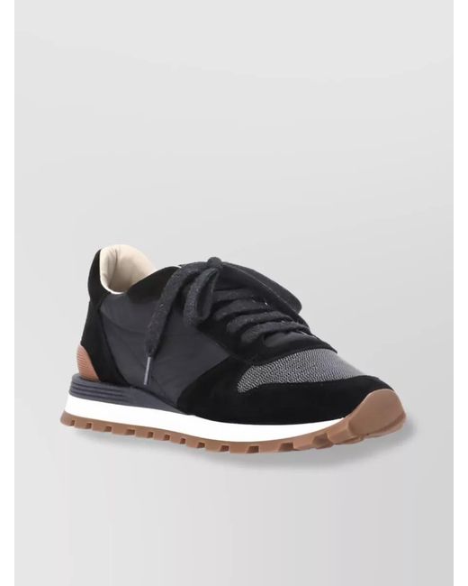 Brunello Cucinelli Black Leather Low-Top Sneakers