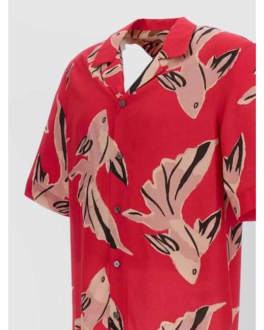 Paul Smith Red Relaxed Fit Shirt Bold Print Short Sleeves for men