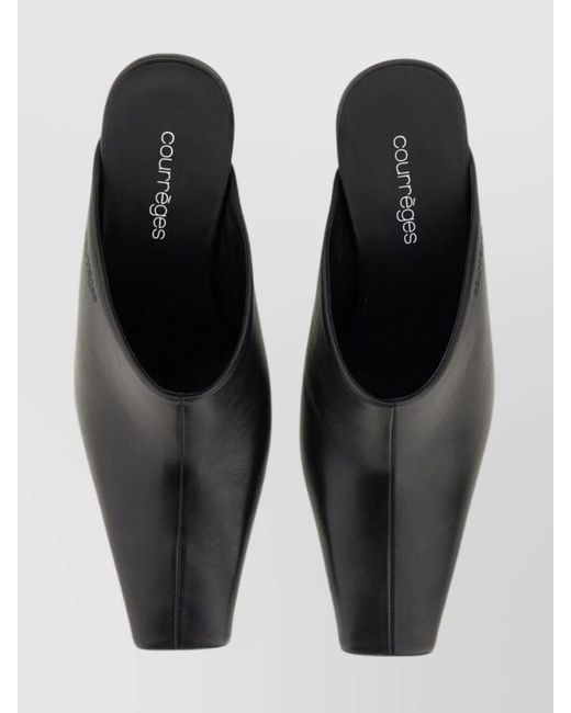 Courreges Black Leather Mules