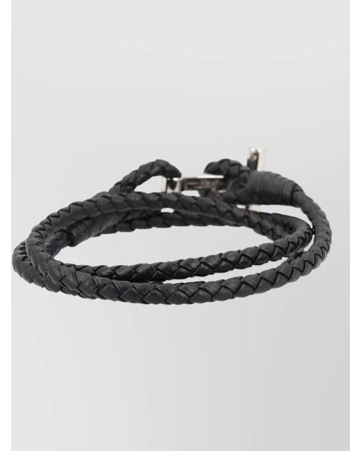 Tom Ford Black Braided Leather Bracelet for men