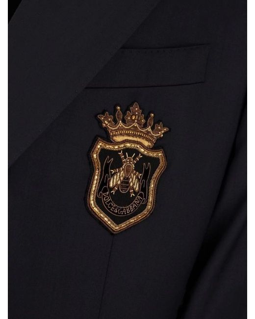 Dolce & Gabbana Black Virgin Wool Double-Breasted Blazer for men