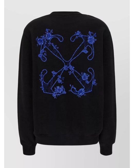 Off-White c/o Virgil Abloh Black Cotton Oversized Ribbed Crew-Neck Sweatshirt