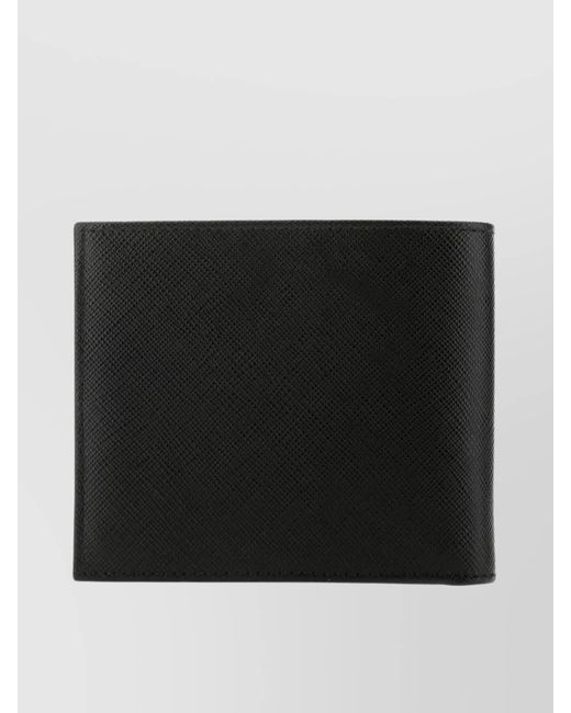 Prada Black Leather Bi-Fold Wallet for men