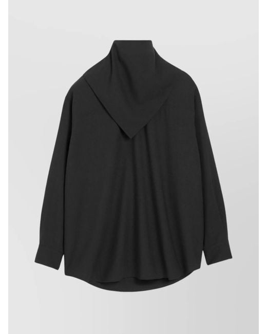 AMI Black Wool High Neck Long Sleeve Shirt for men