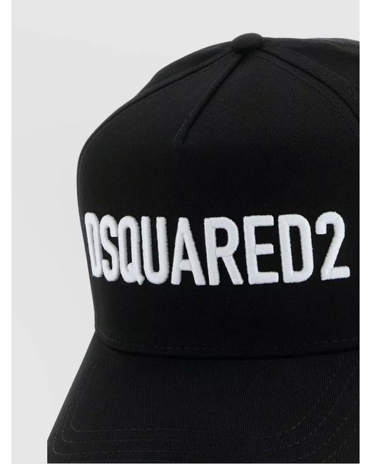 DSquared² Black Technicolor Distressed Curved Visor Baseball Cap for men