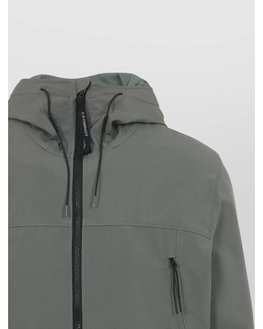 C P Company Gray Hooded Goggle Jacket Adjustable Drawstrings for men