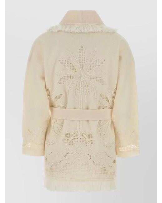 Alanui Natural Virgin Wool Belted Cardigan