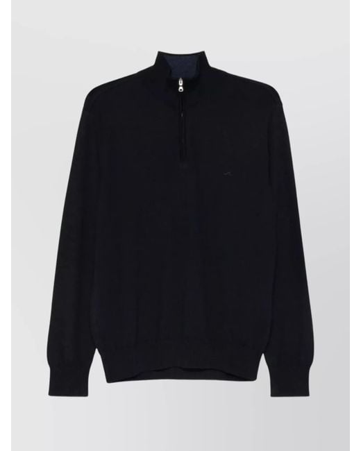 Paul & Shark Blue Wool Half Zip Sweater for men
