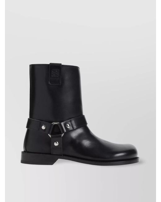 Loewe Black Leather Biker Ankle Boots