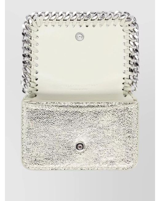 Stella McCartney Gray Falabella Cardholder Metallic Finish Chain Trim