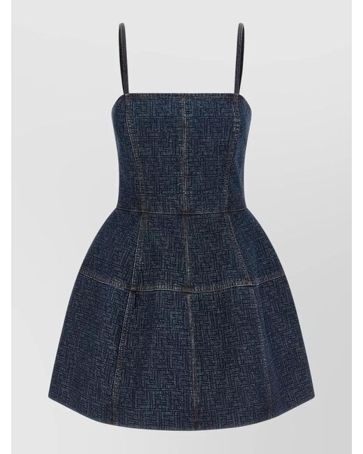 Fendi Blue 'Ff' Denim Dress