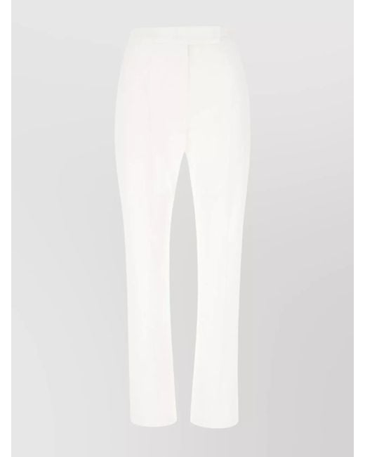 Max Mara White Stretch Cotton Tailored Trousers