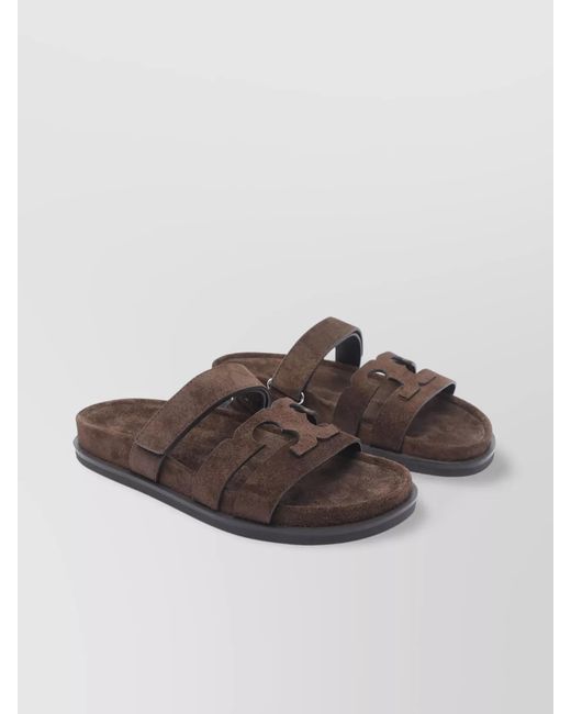 Tory Burch Brown Leather Slide Sandals