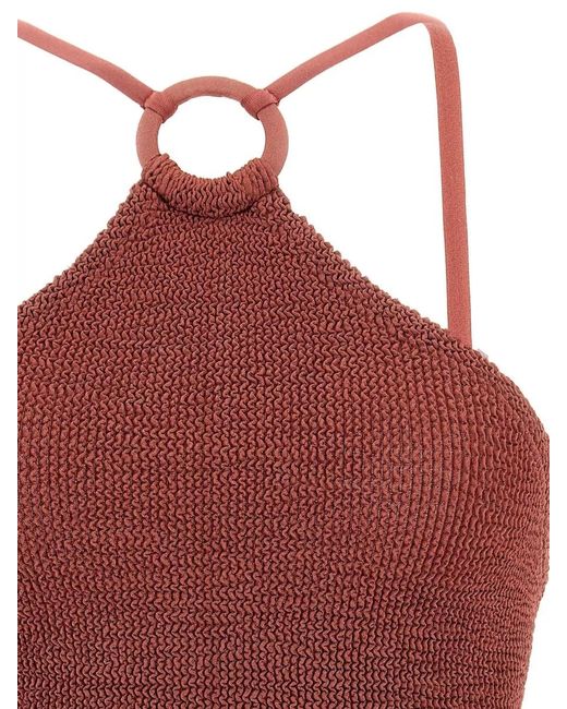 Hunza G Red Halterneck One-Piece Swimsuit