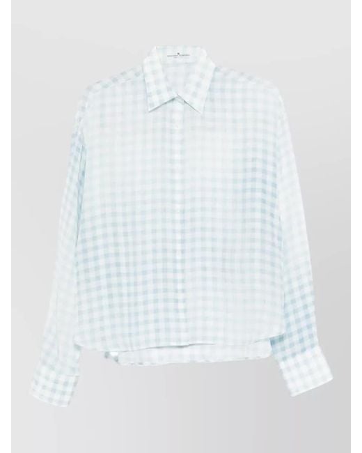 Ermanno Scervino White Silk Checked Long-Sleeve Shirt