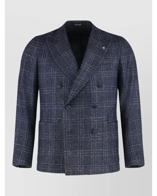 Tagliatore Blue Prince Wales Wool Tailored Check Jacket for men