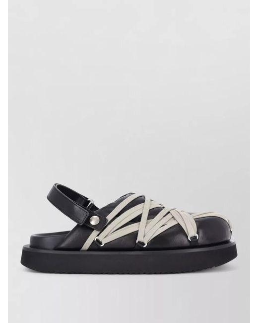 Rick Owens Black Open Toe Flat Sole Lightweight Slides for men