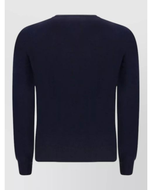 Brunello Cucinelli Blue Wool Crew-Neck Sweater for men