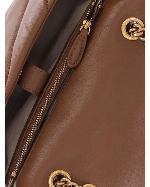 Pinko Brown Quilted Leather Chain Shoulder Bag Adjustable Strap