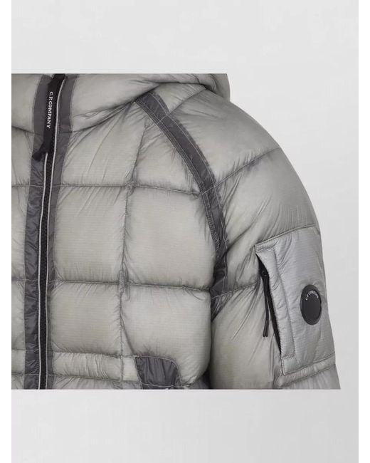 C P Company Gray Medium Hooded Quilted Jacket Dd Shell for men