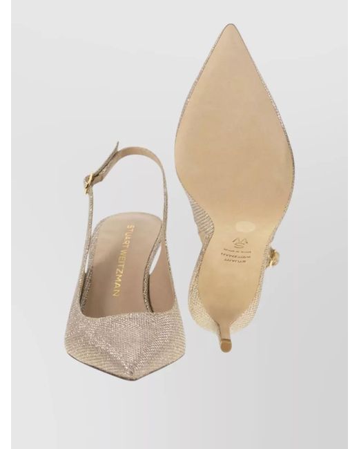 Stuart Weitzman Natural Lace Slingback Pumps Pointed Toe Stiletto