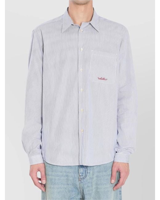 Valentino Garavani White Striped Cotton Long-Sleeve Shirt for men