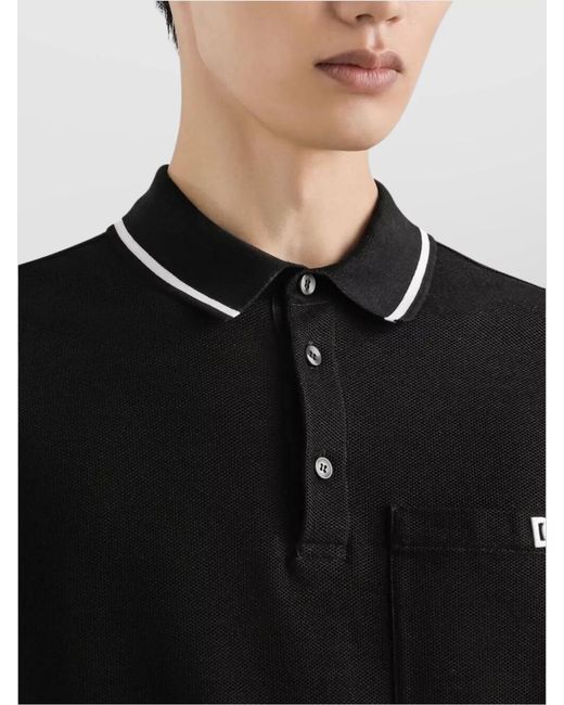 Dolce & Gabbana Black Cotton Piqué Polo Shirt for men