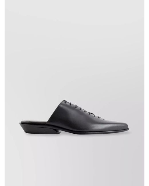 Ann Demeulemeester Black Block Heel Lace-Up Mules