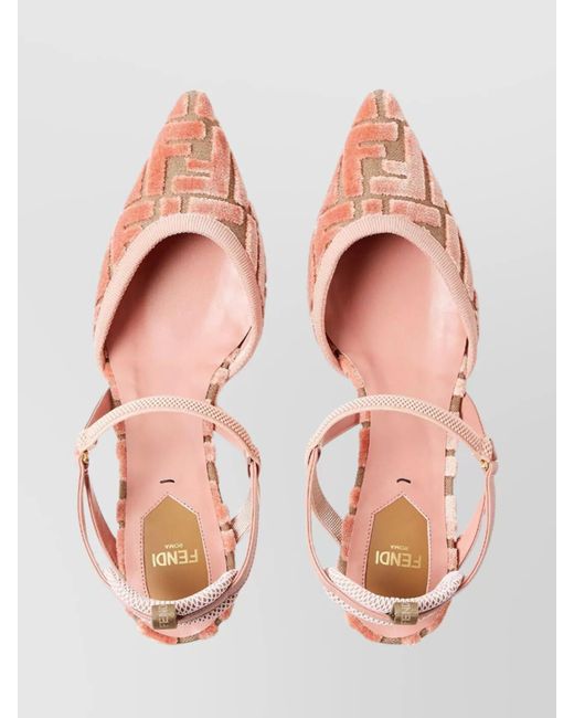 Fendi Pink Jacquard Slingback Pumps