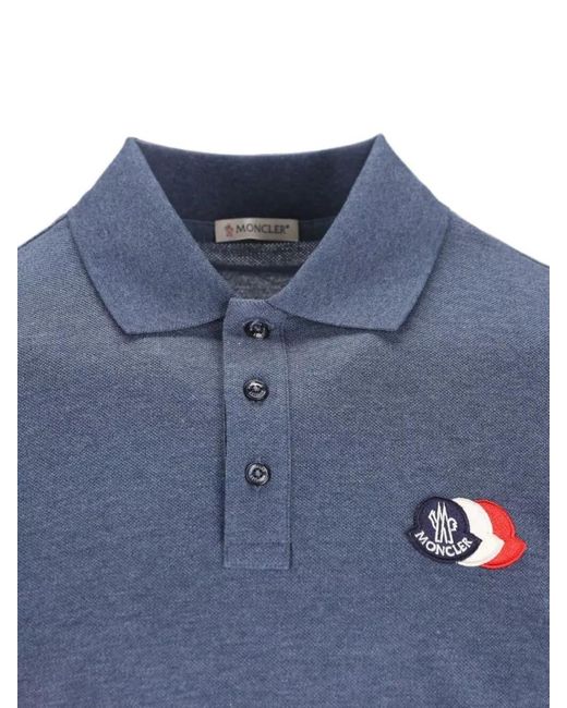 Moncler Blue Cotton Polo Shirt