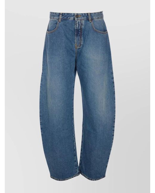 Alaïa Blue Wide Leg Trousers Belt Loops