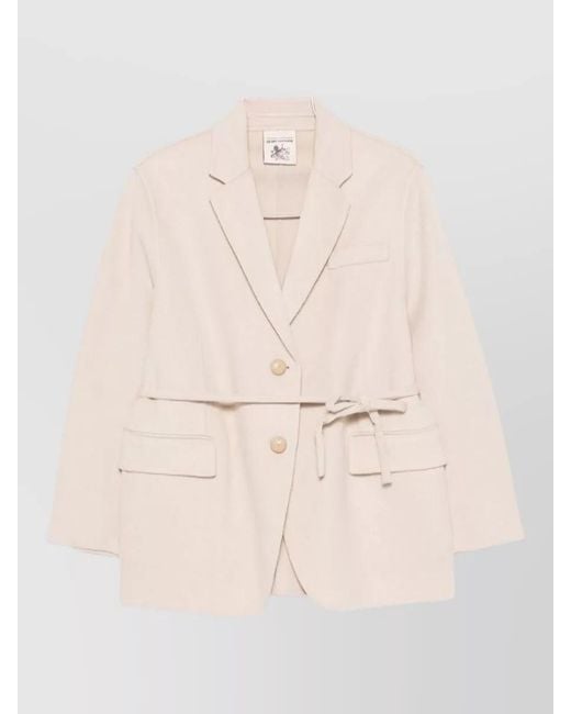Semicouture Natural Corine Wool Tailored Single Breasted Blazer