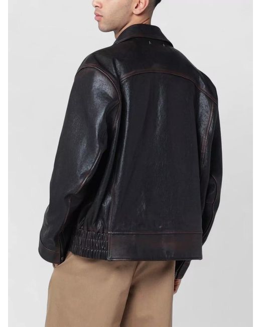 Golden Goose Deluxe Brand Gray Leather Bomber Jacket for men