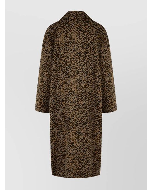 Golden Goose Deluxe Brand Natural Wool Jacquard Single Breasted Cocoon Coat