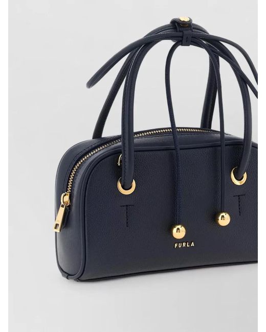Furla Blue Poppy S Mini Bag Detachable Strap Top Handles