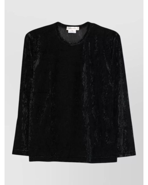 Comme des Garçons Black Crinkled Short-Sleeve Round-Neck Top