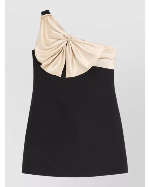 Valentino Garavani Black Silk One-Shoulder Mini Dress