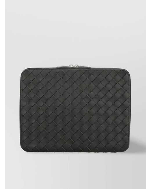 Bottega Veneta Black Leather Intrecciato Document Pouch for men