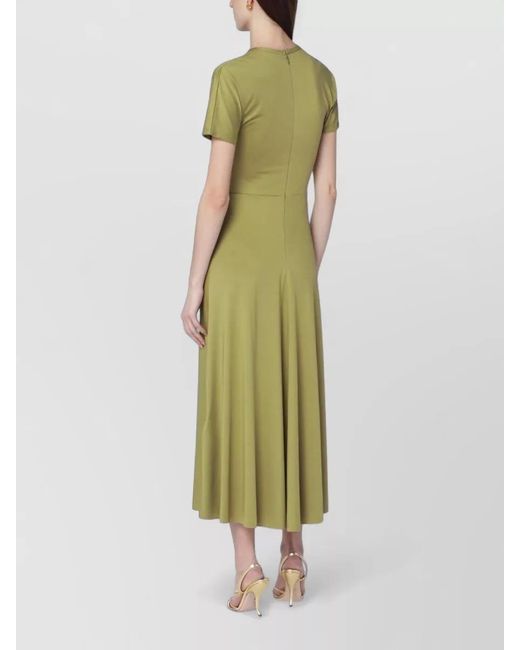 Victoria Beckham Green Gathered Waist Midi Dress
