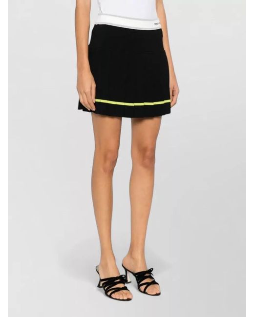 Casablanca Black Short Skirt Pleated Design Ribbed Waistband Trim