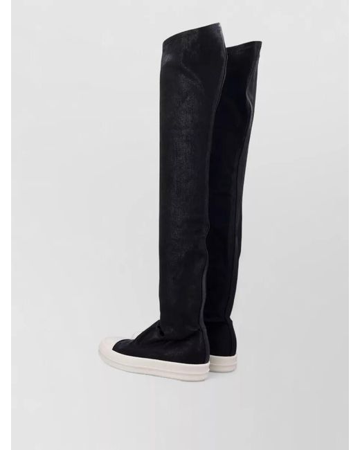 Rick Owens Black Overknee Sock Sneakers Flat Sole Contrast