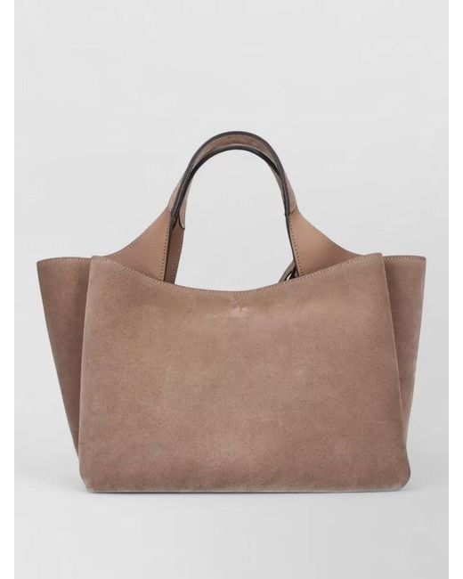 Tod's Brown Suede Tote Bag Adjustable Strap Top Handles