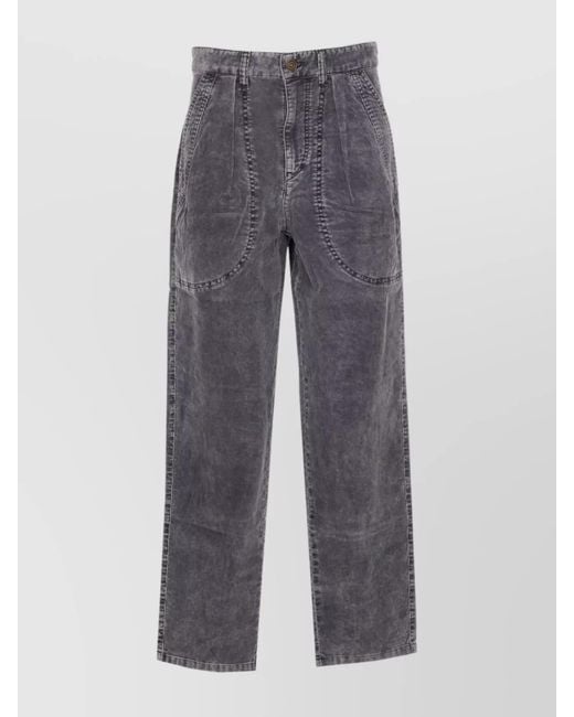 Isabel Marant Gray Ribbed Velvet Tapered Trousers
