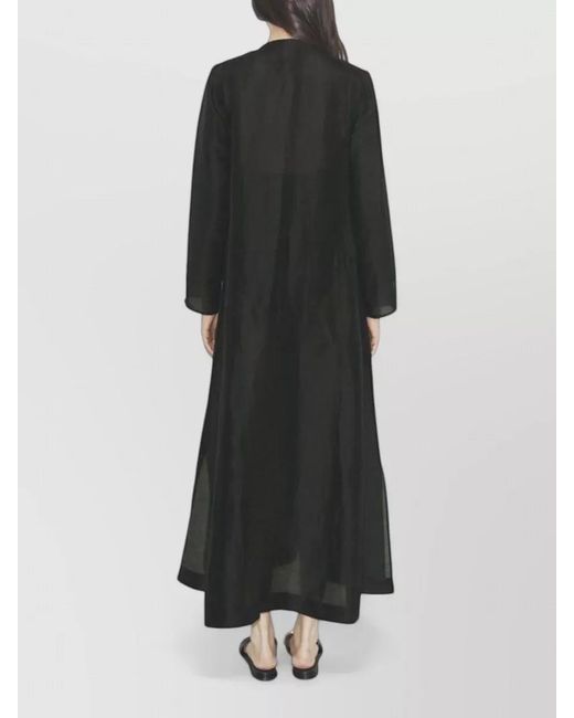 Tory Burch Black Long Linen Silk Kaftan Dress