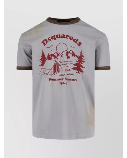 DSquared² Gray Cotton Printed Short-Sleeve T-Shirt for men