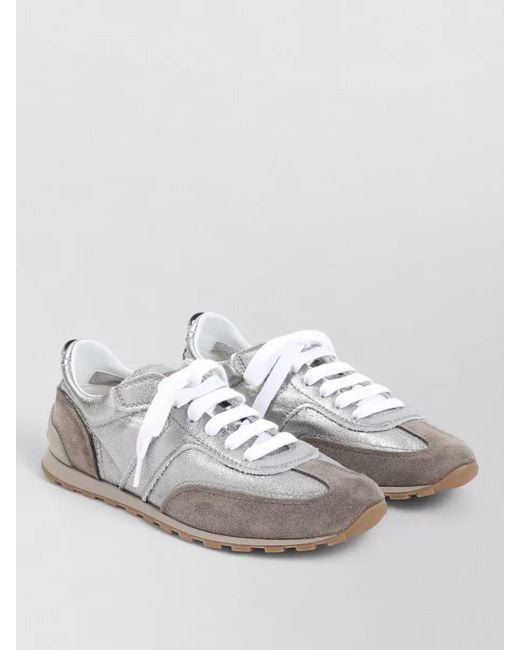 Brunello Cucinelli City Sneakers Metallic Finish Suede Accents Rubber