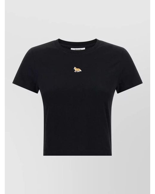 Maison Kitsuné Black Baby Fox Cropped T Shirt Short Sleeves