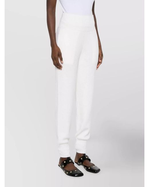 Chloé White Ribbed Waistband High-Waisted Knitted Trousers