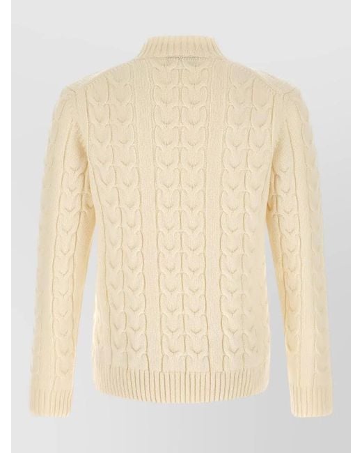 Zanone Natural Turtleneck Sweater Cable Knit High Neck for men